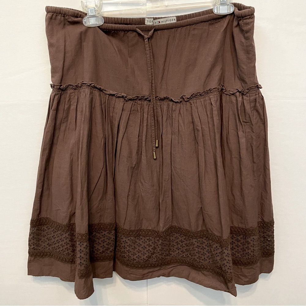 Tommy Hilfiger Midi Peasant/Boho/Gypsy Brown Skirt Sz 6